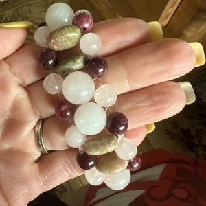 Handmade by me rose and raspberry Quartz with moonstone bracelet